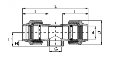 PP 25 x ½" x 25 T-Stück 90° mit Innengewinde am Mittelstutzen